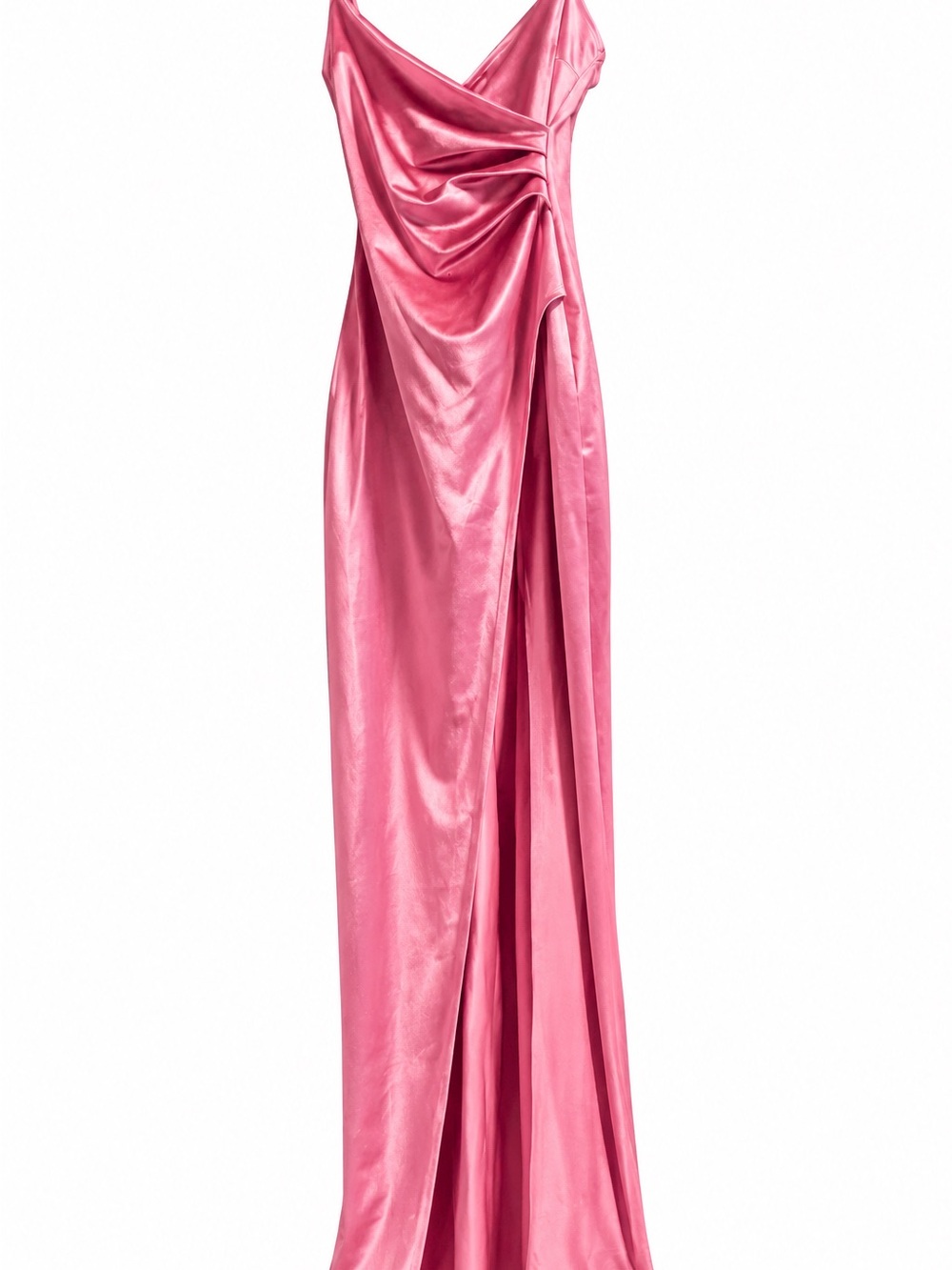Gorgeous *Emerald Sundae* Fuchsia Satin Draped Maxi Dress